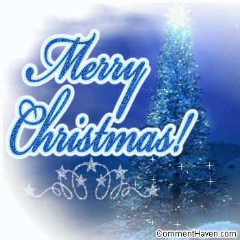 Merry Christmas Blue Tree Image