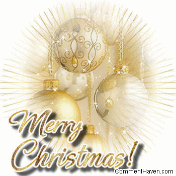 Merry Christmas Gold Bulbs Image