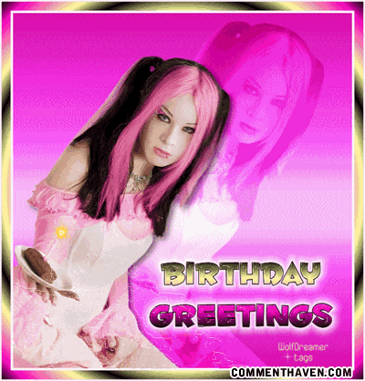 Birthday Greetings Pink Hair picture for facebook