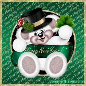 Green New Year Bear picture for facebook