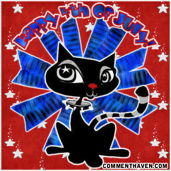 Black Cat Happy Fourth picture for facebook